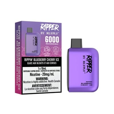 Rippin' Blueberry Cherry Ice RufPuf Ripper 6000 Disposable Vape 1 Rippin' Blueberry Cherry Ice RufPuf Ripper 6000 Disposable Vape