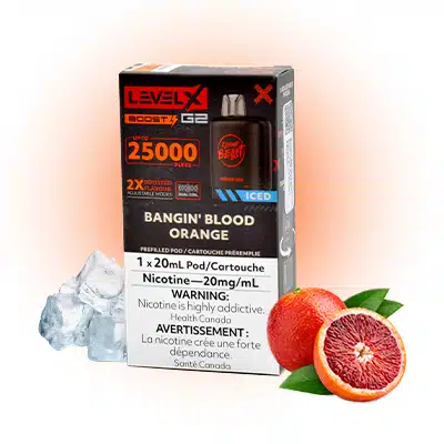 Bangin' Blood Orange Iced Pods Level X G2 by Flavour Beast Boost 1 Bangin' Blood Orange Iced Pods Level X G2 by Flavour Beast Boost