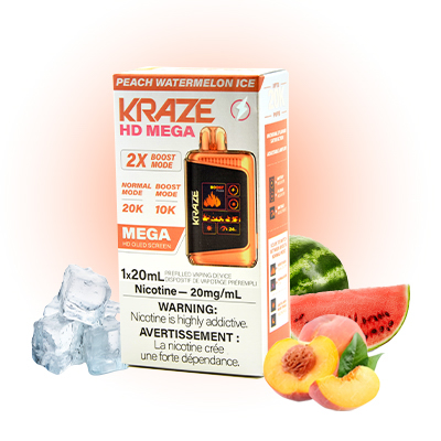 Peach Watermelon Ice Kraze HD Mega Disposable Vape 1 Peach Watermelon Ice Kraze HD Mega Disposable Vape