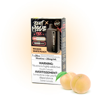 Wicked White Peach Flavour Beast Mode Max 18K Disposable Vape 1 Wicked White Peach Flavour Beast Mode Max 18K Disposable Vape