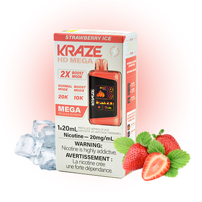 Strawberry Ice Kraze HD Mega Disposable Vape 1 Strawberry Ice Kraze HD Mega Disposable Vape