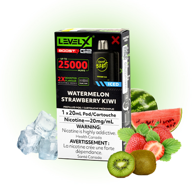 Watermelon Strawberry Kiwi Iced Pods Level X G2 by Flavour Beast Boost 1 Watermelon Strawberry Kiwi Iced Pods Level X G2 by Flavour Beast Boost